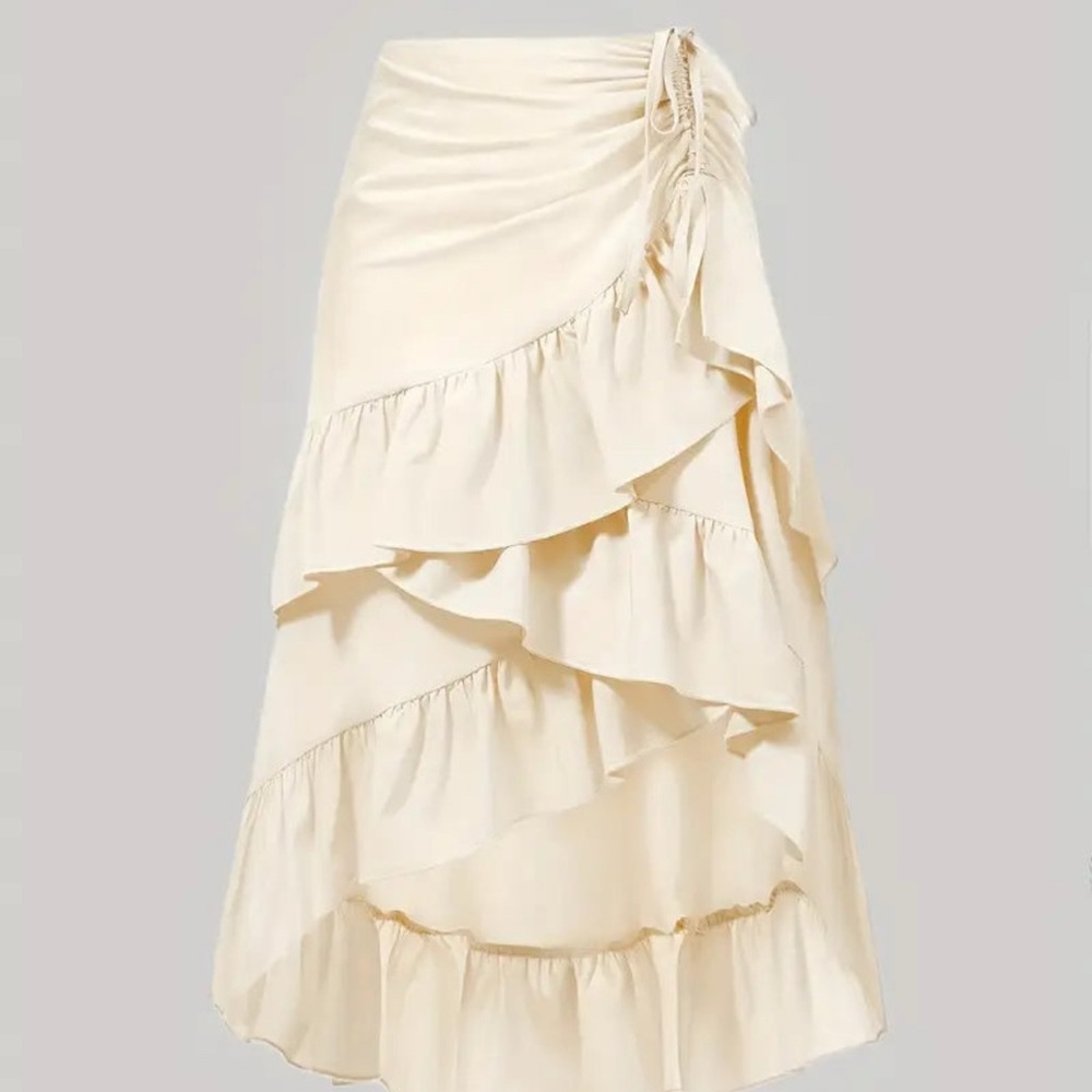 Elegant Cream Ruffle Skirt